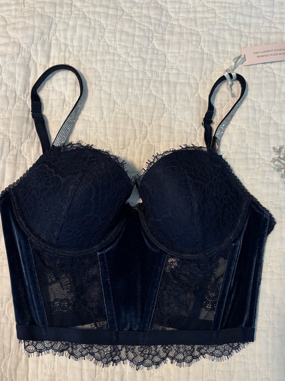 Victoria’s Secret Navy Lace Longline Bustier Bra
